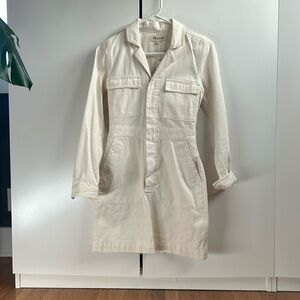 Madewell Cream Denim Button Up Dress